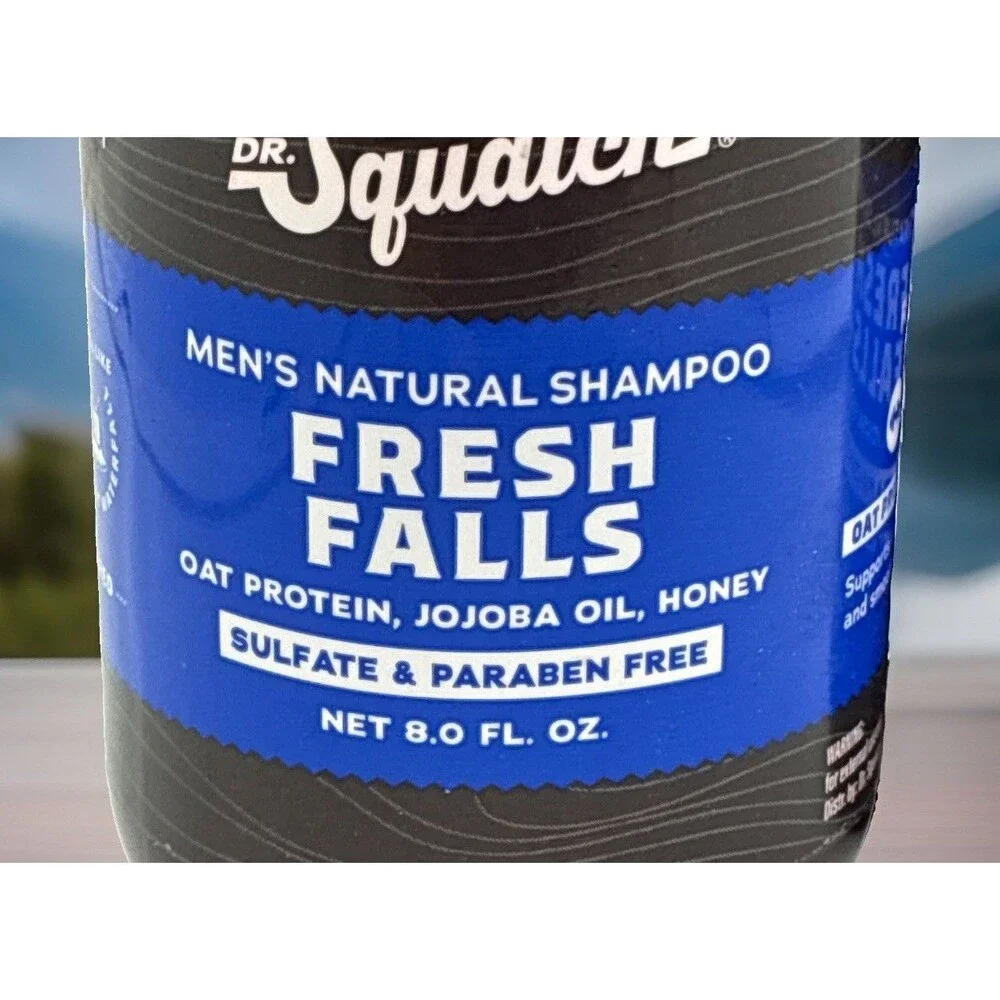 2 Bottles Dr Squatch FRESH FALLS Mens Natural Shampoo Oat Protein Jojoba & Honey